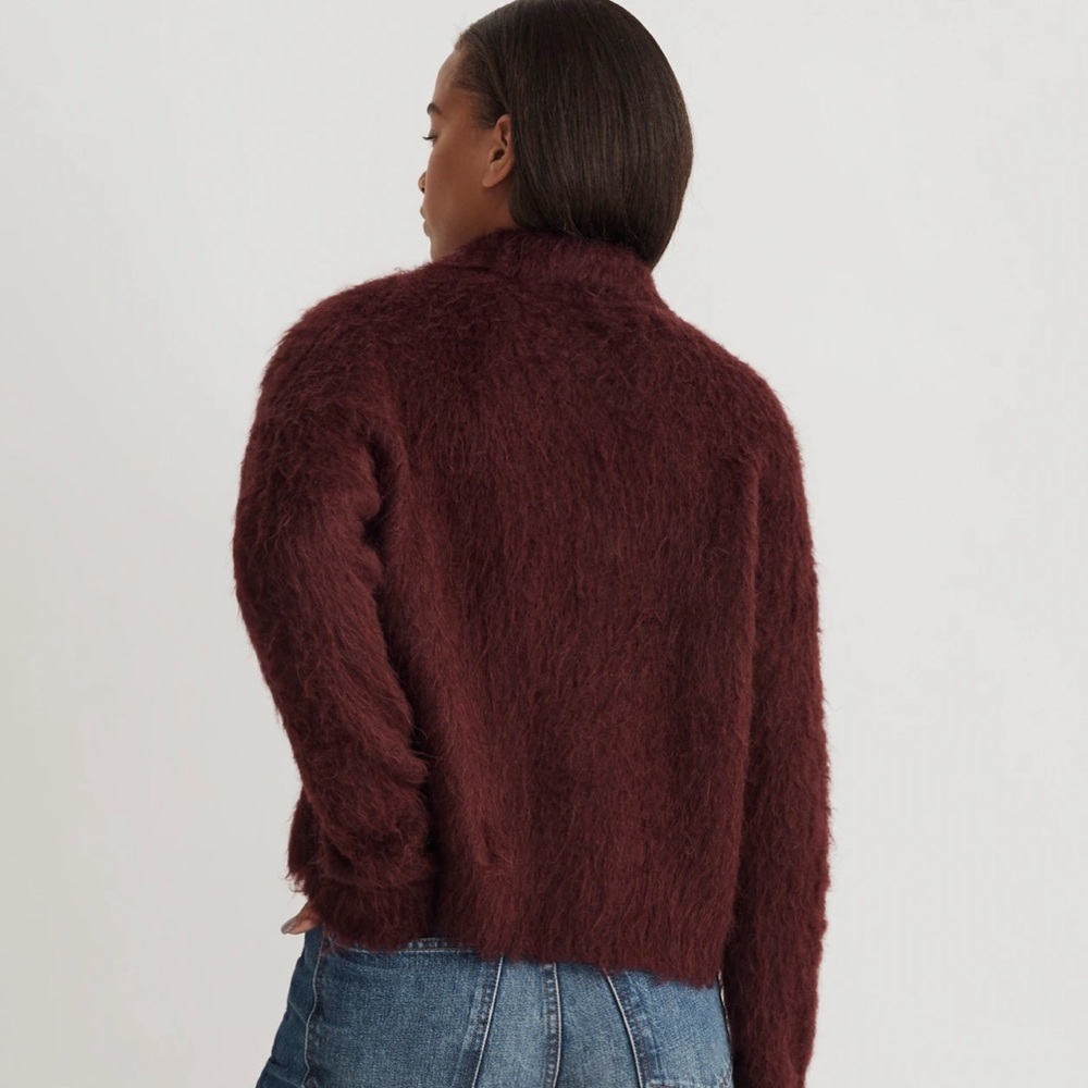 Madewell Alpaca Brushed Polo Sweater Sz M Burgundy Wine Cozy Preppy Minimalist - Picture 2 of 11